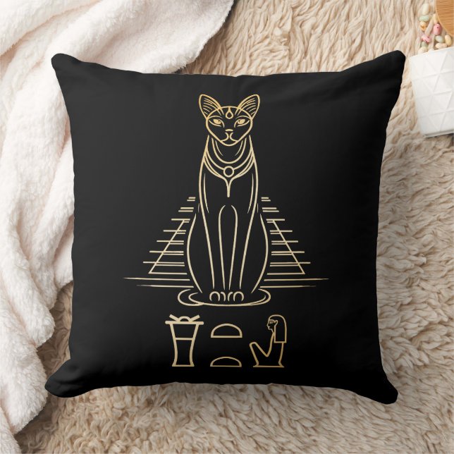 Bastet mit Namen in Hieroglyphen und Ägypten Pyram Kissen (Decke)