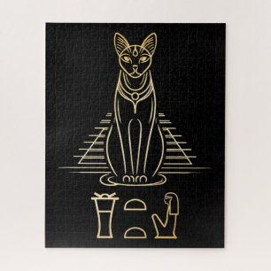 Bastet mit Namen in Hieroglyphen und Ägypten Pyram Puzzle