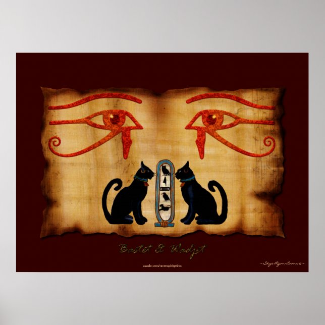 Bastet & Wadjet Ägyptische Kunstdruckerei Poster (Vorne)