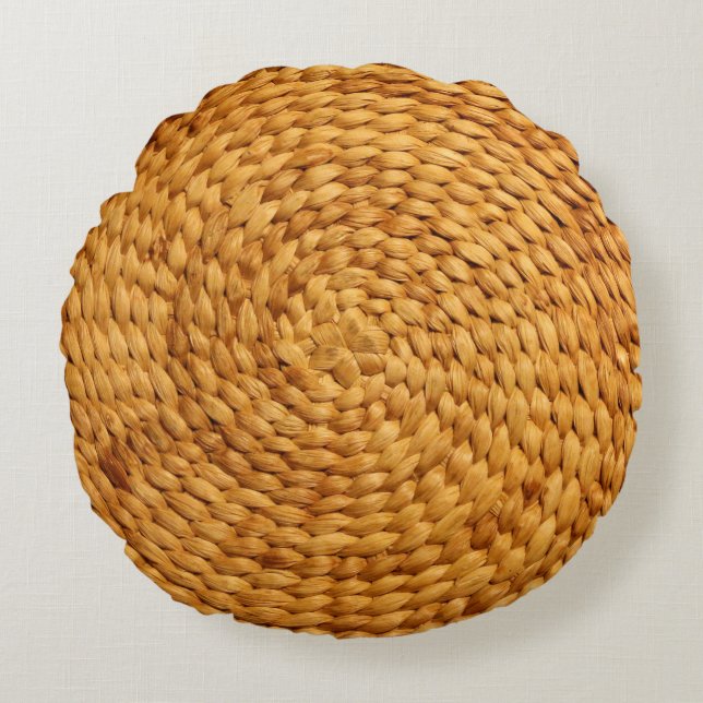 Bastgeflecht, braun rundes kissen (Vorderseite)