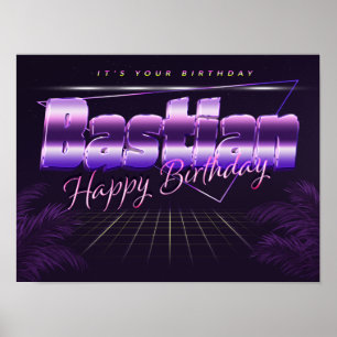Bastian Vorname lila retro poster Geburtstag
