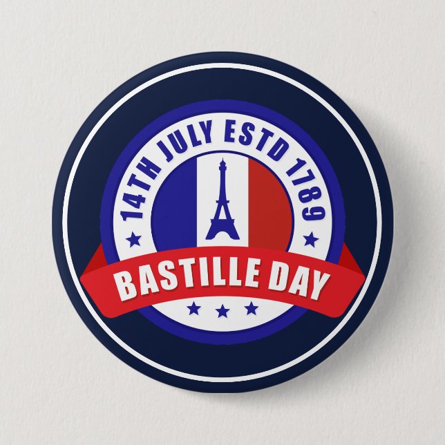 Bastille Day 14. Juli Feier Button (Vorderseite)