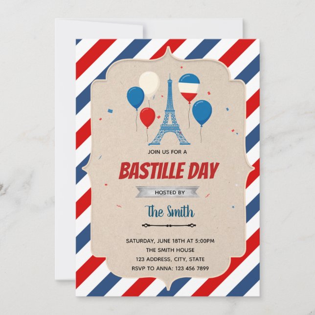 Bastille Day Flyer Template Einladung (Vorderseite)