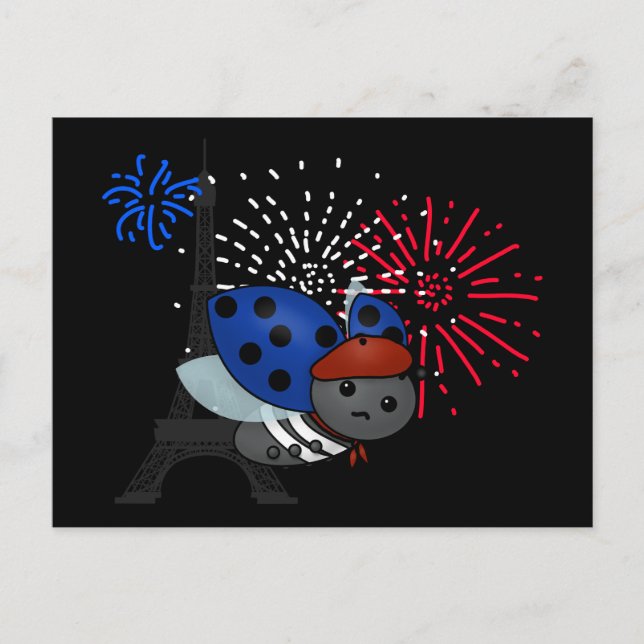 Bastille Day Ladybug, langweilige Postkarte (Vorderseite)