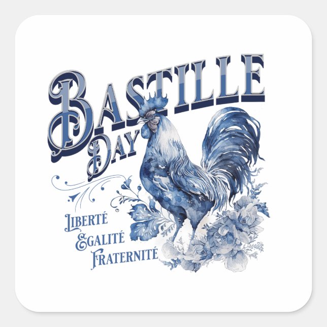 Bastille Day Rooster Quadratischer Aufkleber (Vorderseite)