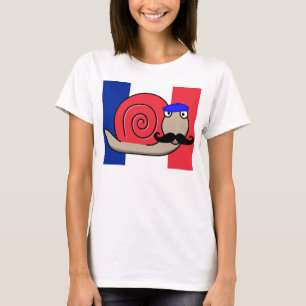 Bastille Day Snail mit Mustache T-Shirt
