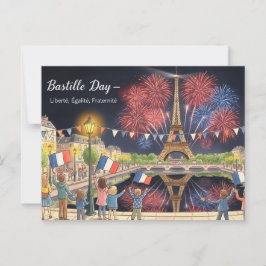 Bastille Day Watercolor Postkarte