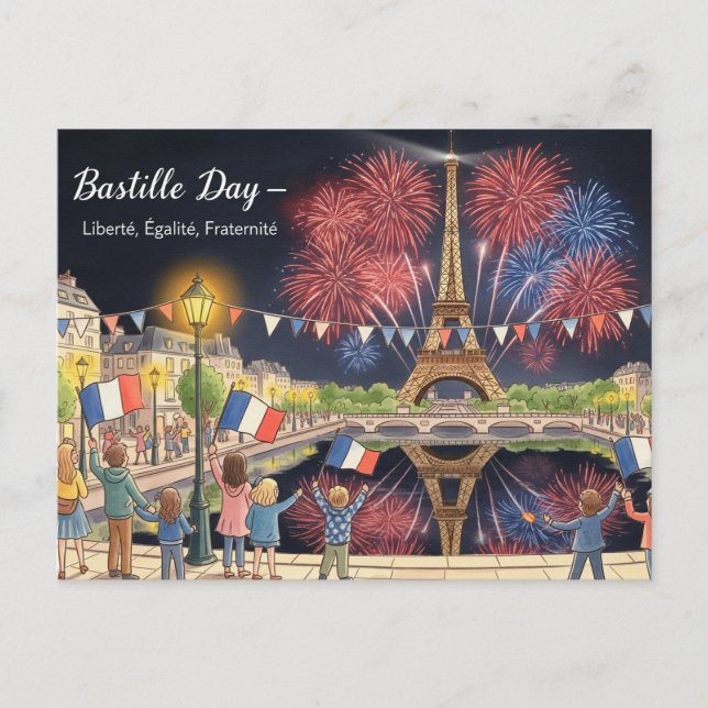 Bastille Day Watercolor Postkarte (Vorderseite)