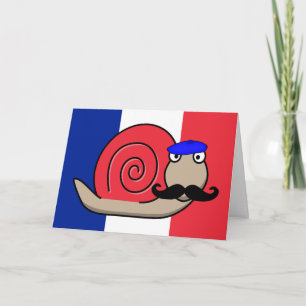 Bastille Snail with Mustache Greeting Card Feiertagskarte