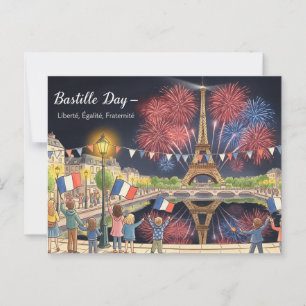 Bastille-Tag-Aquarell Postkarte