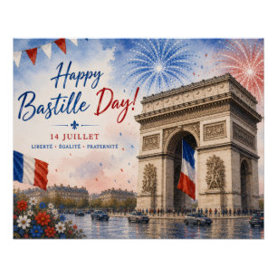 Bastille-Tag Arc de Triomphe Paris Frankreich Feue Poster