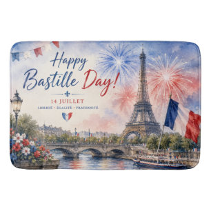 Bastille-Tag Eiffelturm Seine Feuerwerk Badematte