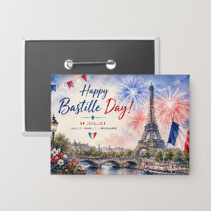 Bastille-Tag Eiffelturm Seine Feuerwerk Button