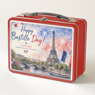 Bastille-Tag Eiffelturm Seine Feuerwerk Metall Brotdose