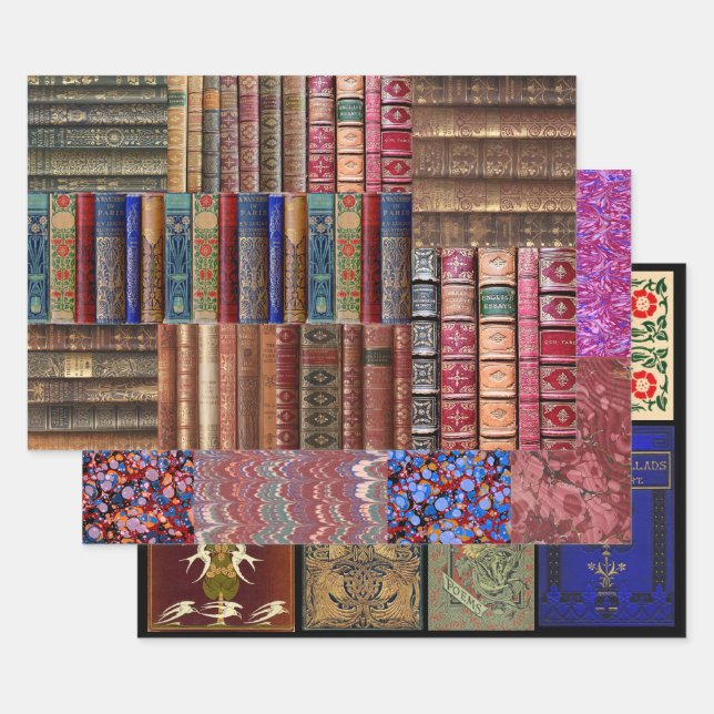 Bastler Scrapbook Alte Bücher Geschenkpapier Set (Set)