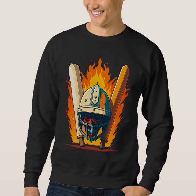 Bat And Helmet Cricket Player Sweatshirt (Vorderseite)