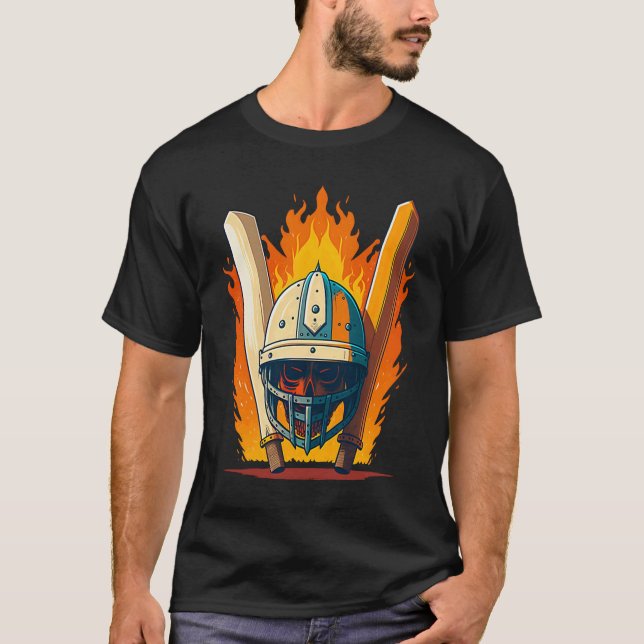 Bat And Helmet Cricket Player T-Shirt (Vorderseite)