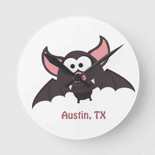 Bat - Austin, Texas Runde Wanduhr (Vorderseite)