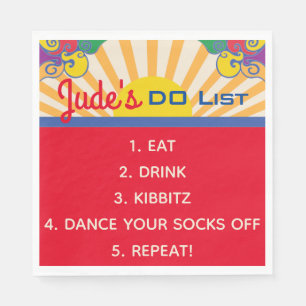 Bat Bar Mitzvah Hippie Themed Napkins Serviette