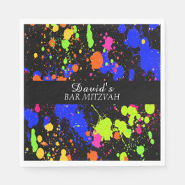 Bat/Bar Mitzvahs Neon Paint Spritzer Serviette
