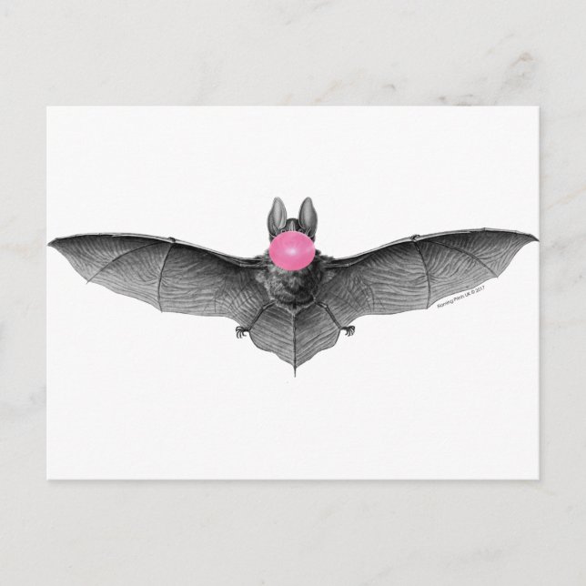 Bat Blasen Gothic Absurd Postkarte (Vorderseite)
