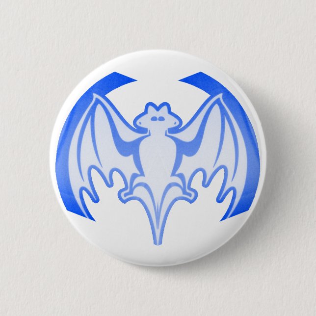 Bat Blue Inv MUSEUM Zazzle Geschenke Button (Vorderseite)