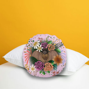 Bat-Blume Botanisch-florale Rundes Kissen