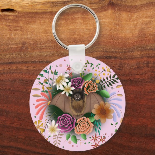 Bat-Blume Botanisch-florale Schlüsselanhänger (Rückseite)