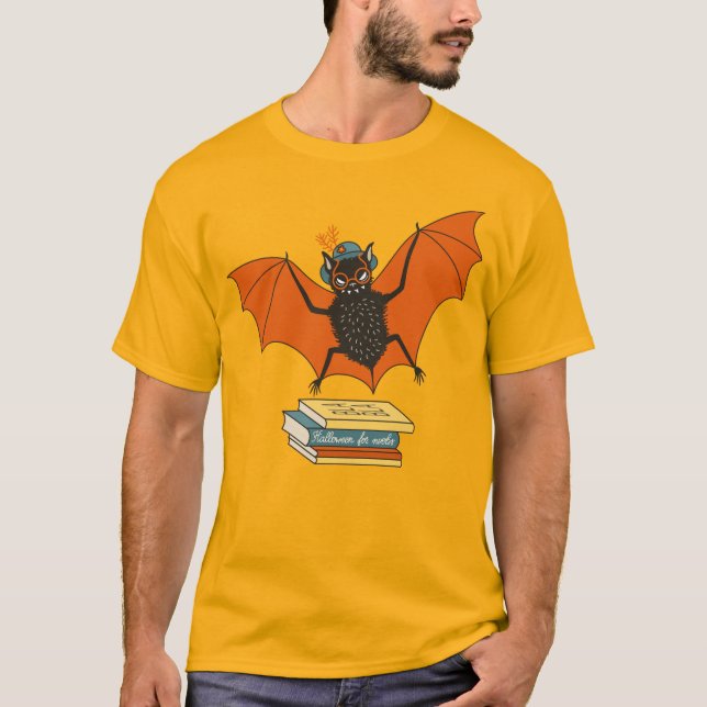 Bat Book Lover Funny Halloween T-Shirt (Vorderseite)