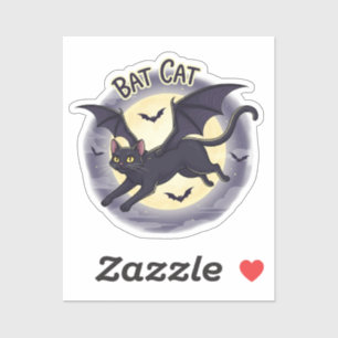 Bat Cat - Flying Halloween Kitty Vinyl Sticker