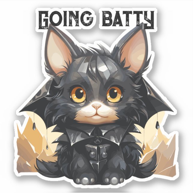 Bat Cat Sticker - "Going Batty" (Vorderseite)