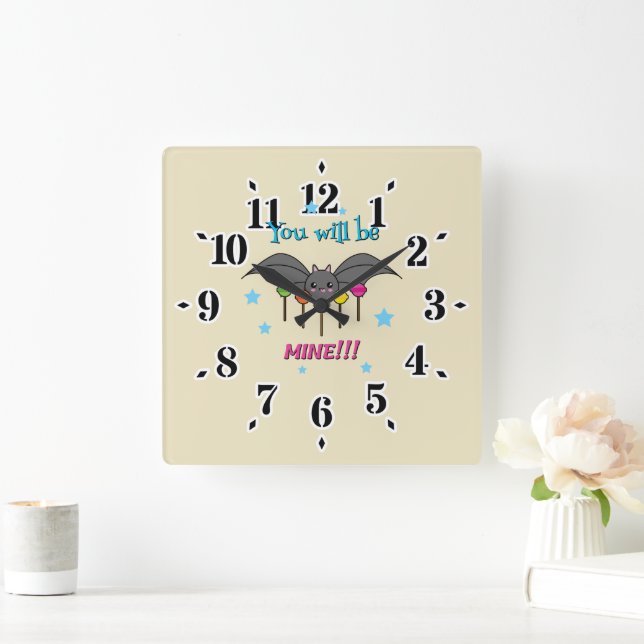 Bat Craving Lollipops - You Will Be Mine Quadratische Wanduhr (Zuhause)