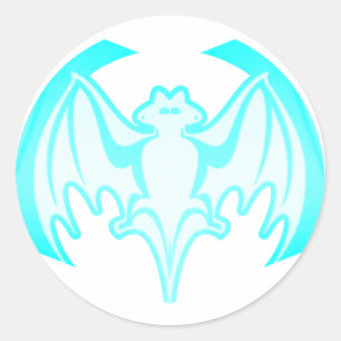 Bat Cyan Inv the MUSEUM Zazzle Geschenke Runder Aufkleber