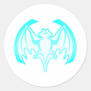 Bat Cyan Inv the MUSEUM Zazzle Geschenke Runder Aufkleber