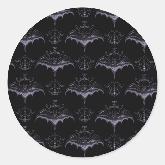 Bat Damask Stickers - Pale French Lilac (Vorderseite)