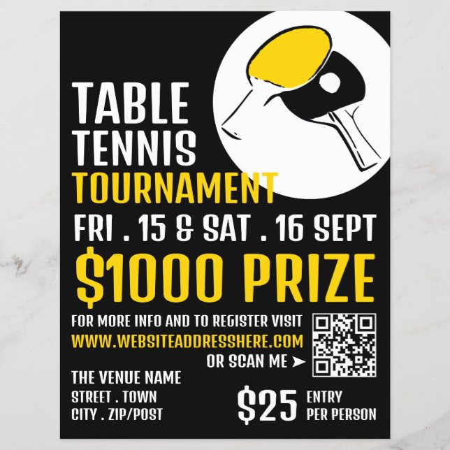 Bat Design, Tischtennis Turnier Flyer (Vorne)