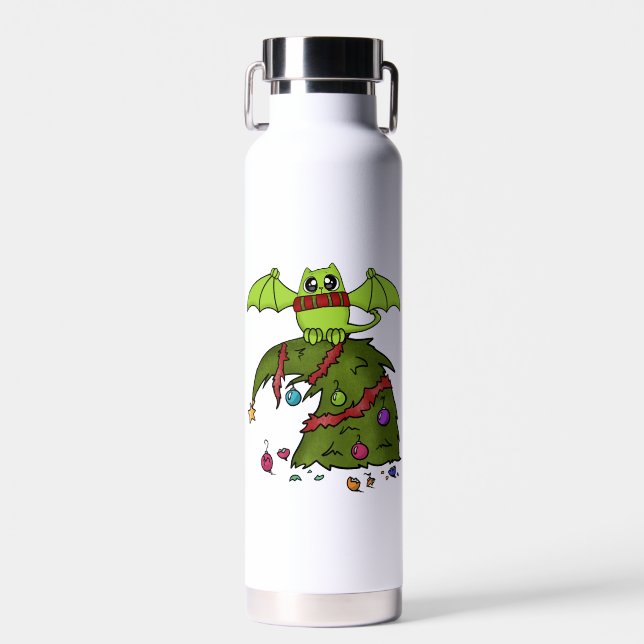 Bat Dragon Cat auf Weihnachtsbaum Trinkflasche (Vorne)
