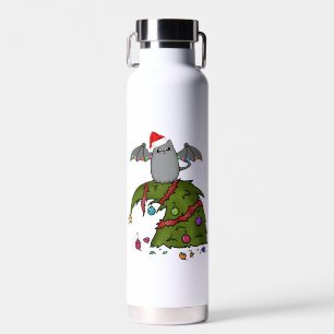 Bat Dragon Cat mit Weihnachtsmannmütze über Weihna Trinkflasche