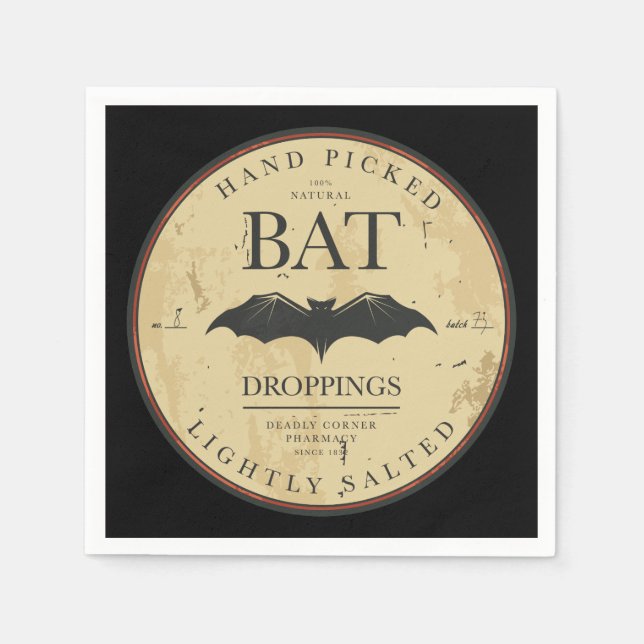 Bat Droppings Vintages Halloween-Label Serviette (Vorderseite)