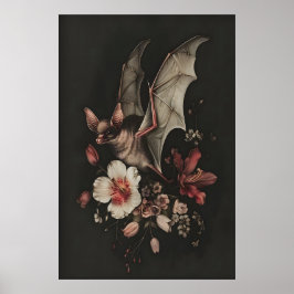 Bat Floral Wall Art Printable Dark Gothic Cottagec Poster
