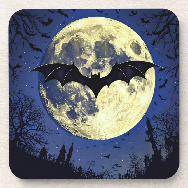 Bat Flying Over Moonlit Sky Getränkeuntersetzer (Vorderseite)