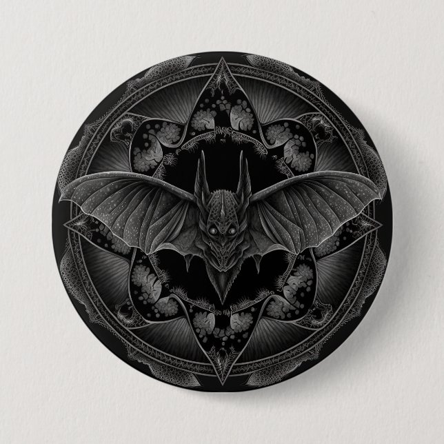Bat Gothic Dark, Ai Generated Design Button (Vorderseite)