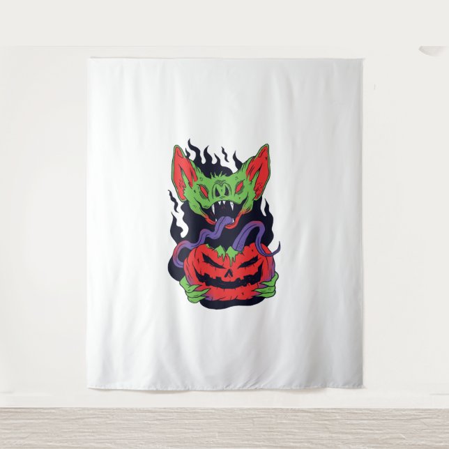 Bat Halloween - Beängstigend Vampire Halloween Pum Wandteppich (Vorderseite)