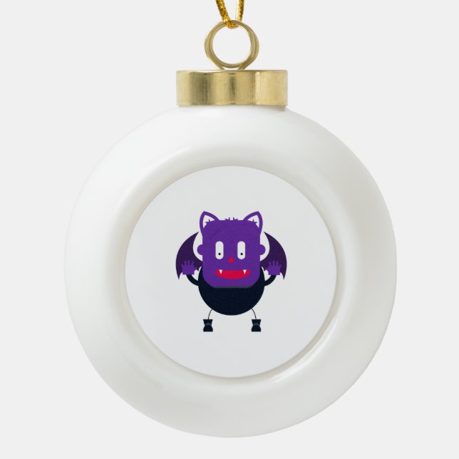 BAT-halloween Keramik Kugel-Ornament (Vorderseite)