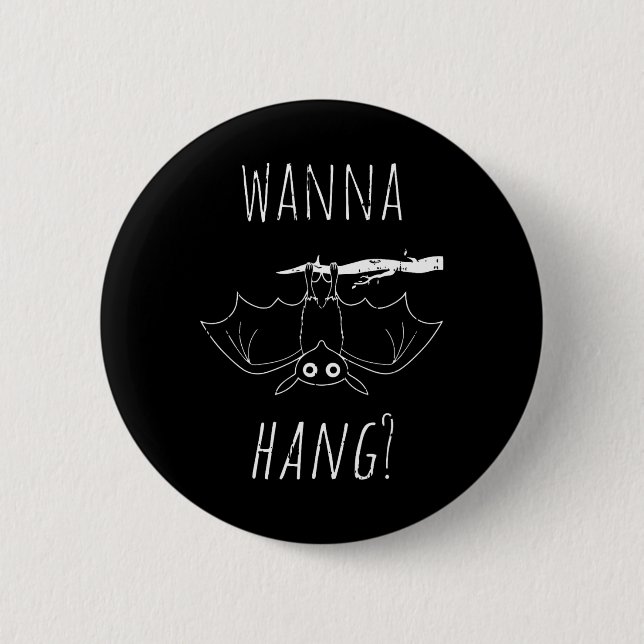 Bat Halloween Kostüm Cool HangAnimal Men Wome Button (Vorderseite)