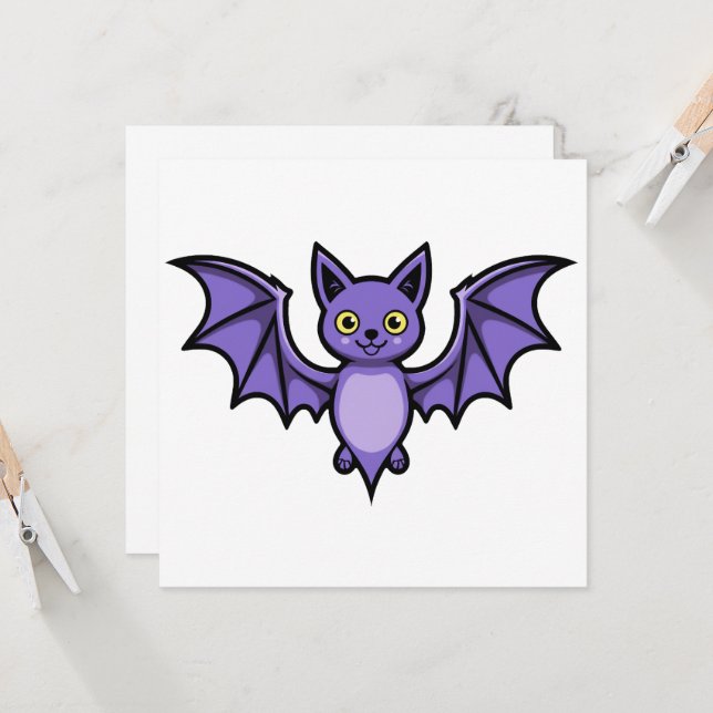 Bat - Halloween-Kreatur Einladung (Vorderseite/Rückseite Beispiel)