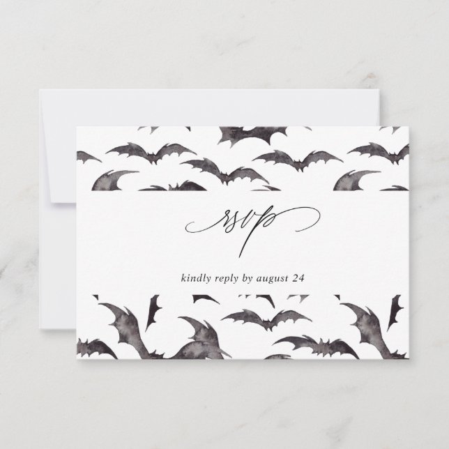 Bat Halloween-Party w Meal UAWG White RSVP Karte (Vorderseite)