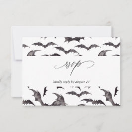 Bat Halloween-Party w Meal UAWG White RSVP Karte