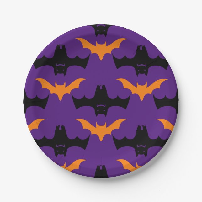 Bat Halloween Pattern Pappteller (Vorderseite)