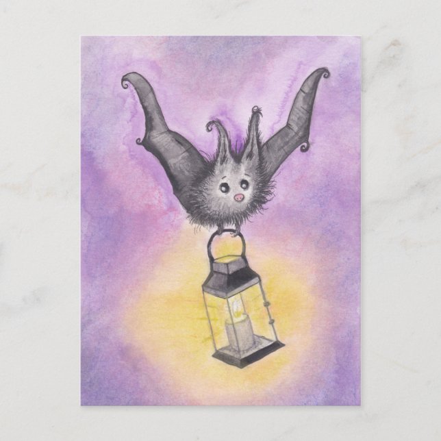 Bat Holding a Lantern Postkarte (Vorderseite)